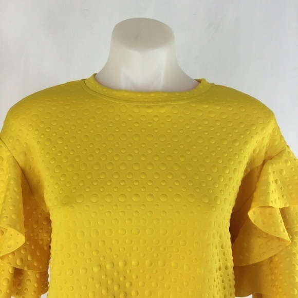 SHEIN Polka Dot Embossed Layered Ruffle Sleeve Top - Picture 2 of 8